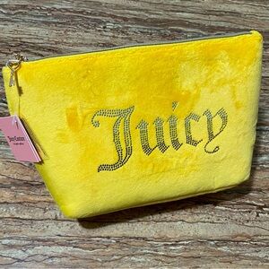 Juicy Couture Cosmetic Bag Large Spring Yellow Bling Makeup Travel Storage Bag